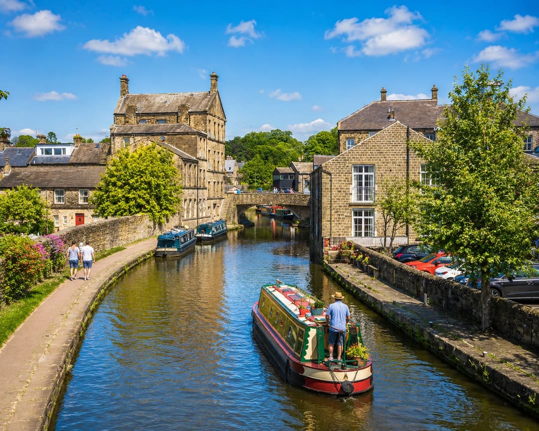 Skipton Castle medieval stone drum towers and gatehouse