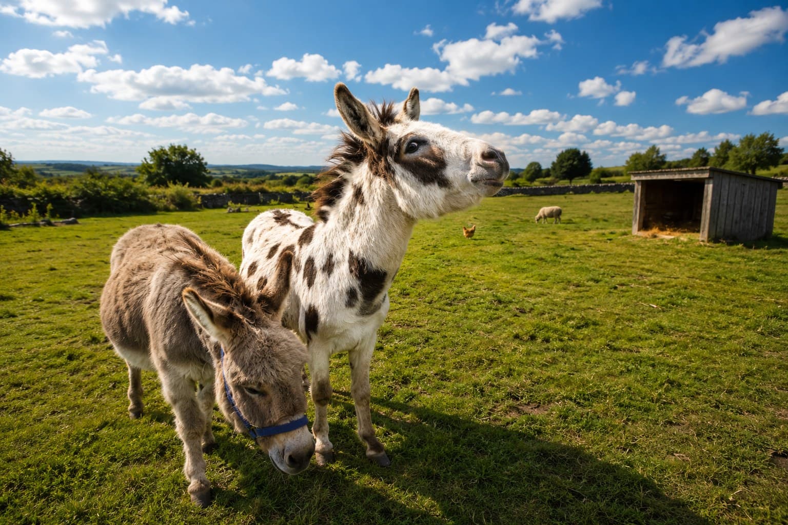 Micro pigs and pygmy goats in a paddock at Brimham Rocks Adventure Farm