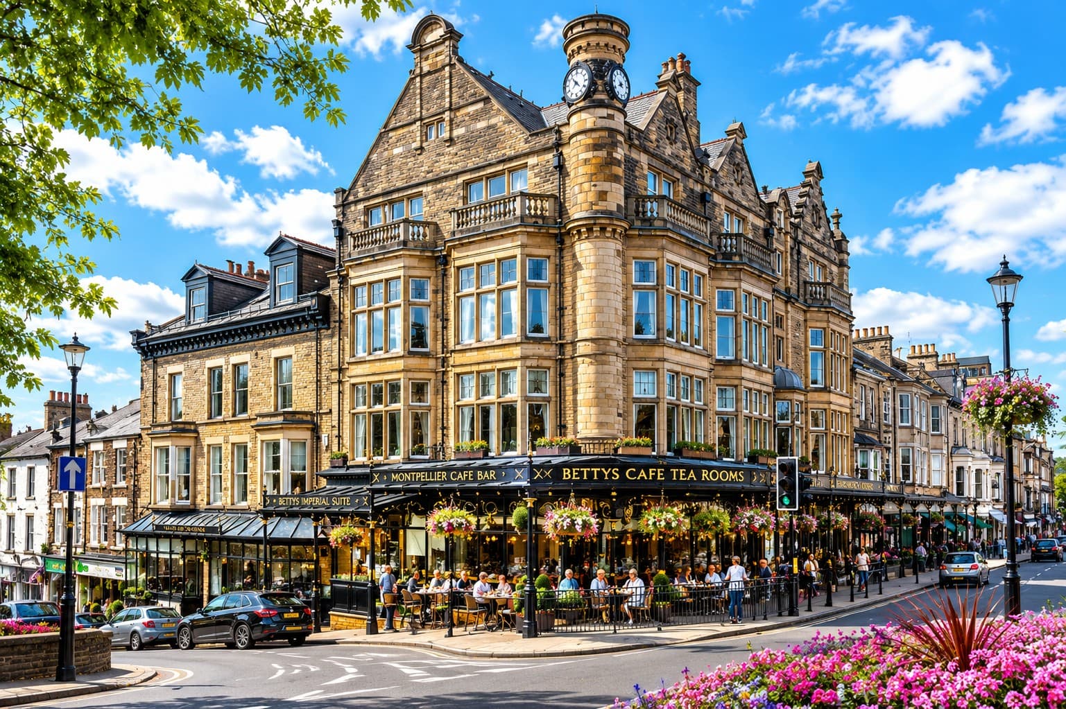 Bettys Café Tea Rooms on the corner of Parliament Street in Harrogate town centre